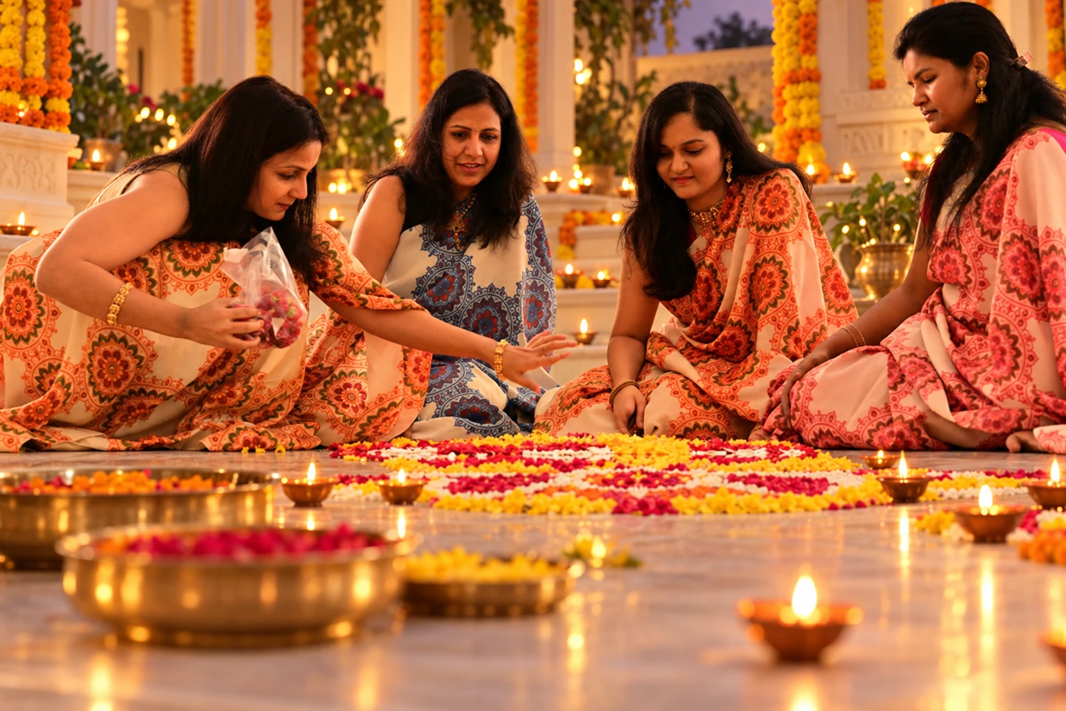 Rangoli and togetherness, festive group photograph 1 of 5