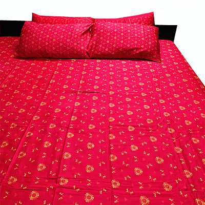 OIU Zen Series - ONE bedsheet with 2 pillow covers Red color