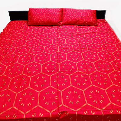 OIU Zen Series - ONE bedsheet with 2 pillow covers Red color